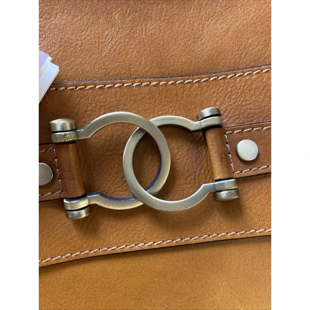 Pratesi Firenze Oversized Leather Clutch NWT Brown Made In Italy